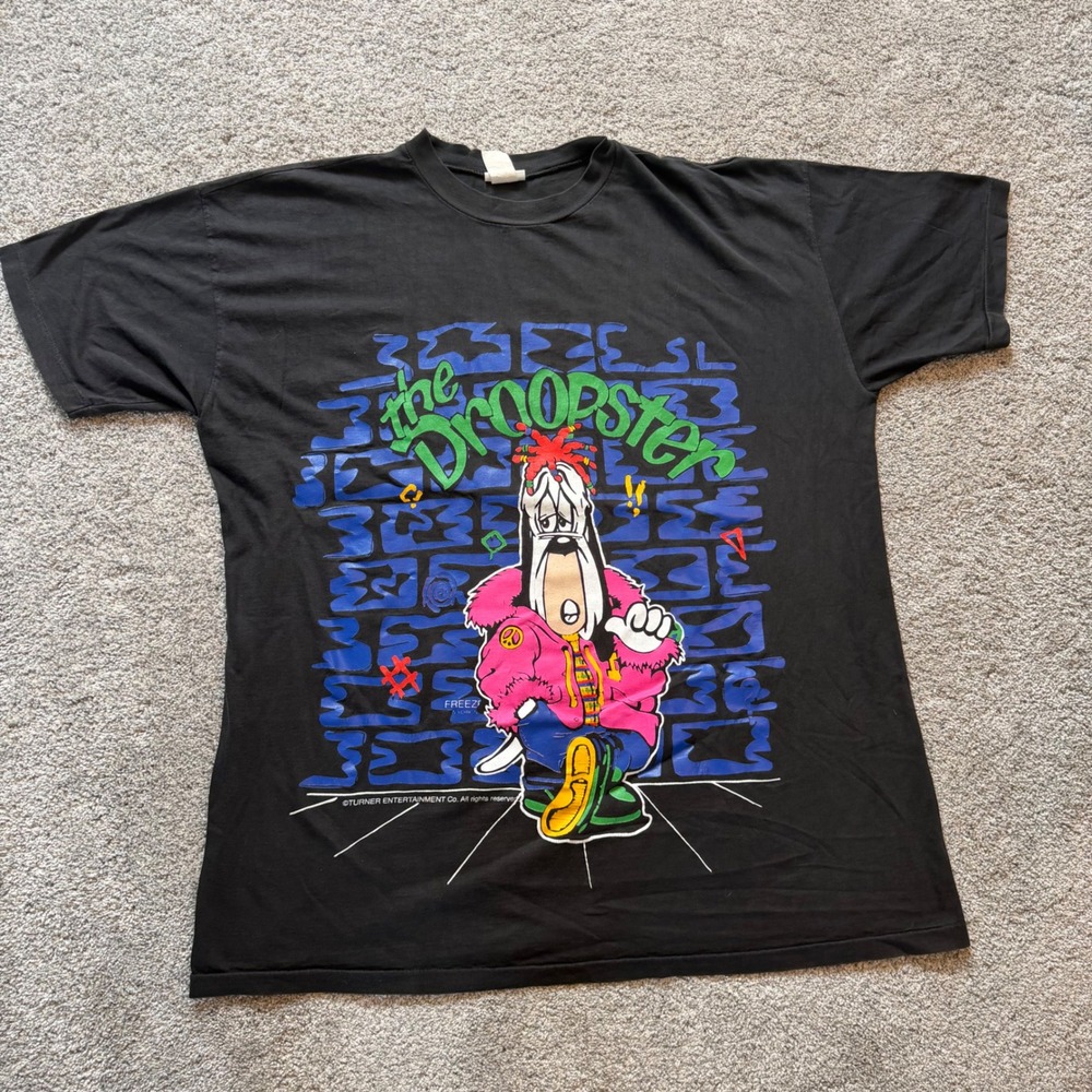 Vintage RARE 1994 Droopy Dog The Droopster T-Shirt Black XXXL AOP USA Made
